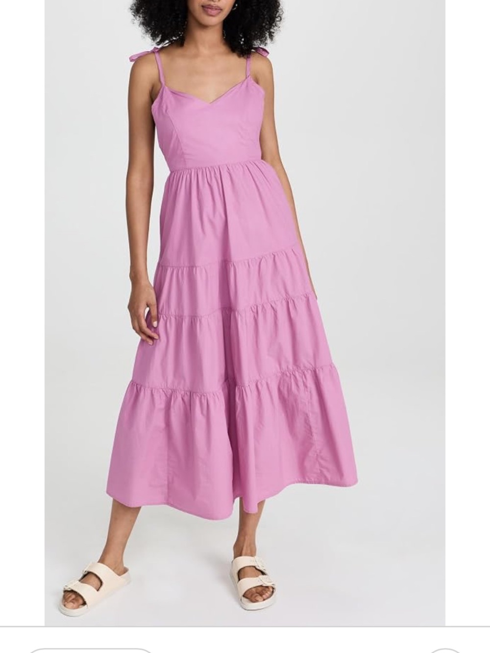Madewell Mira tiered midi dress poplin pink